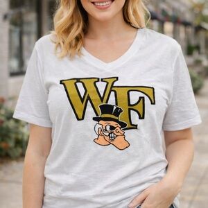 Women's White Graphic Tee with Gold Accents